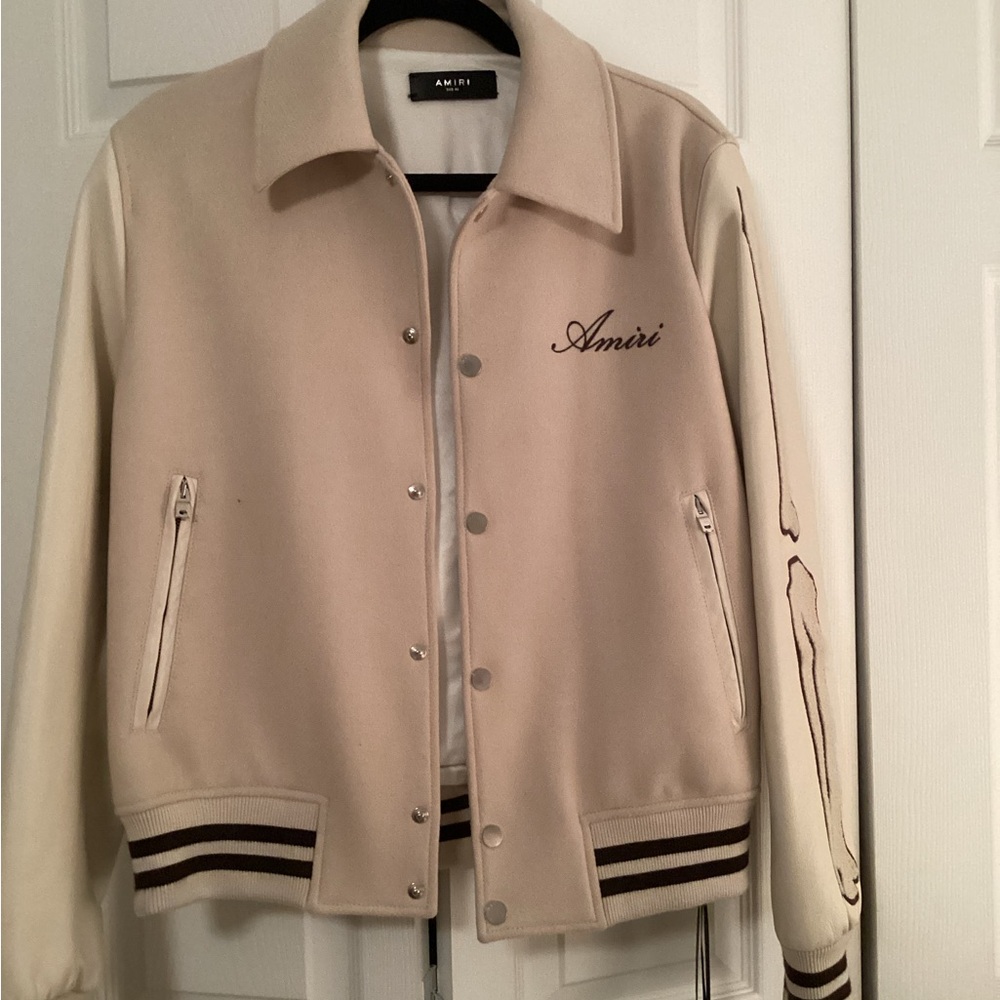 AMIRI Cream Varsity Jacket